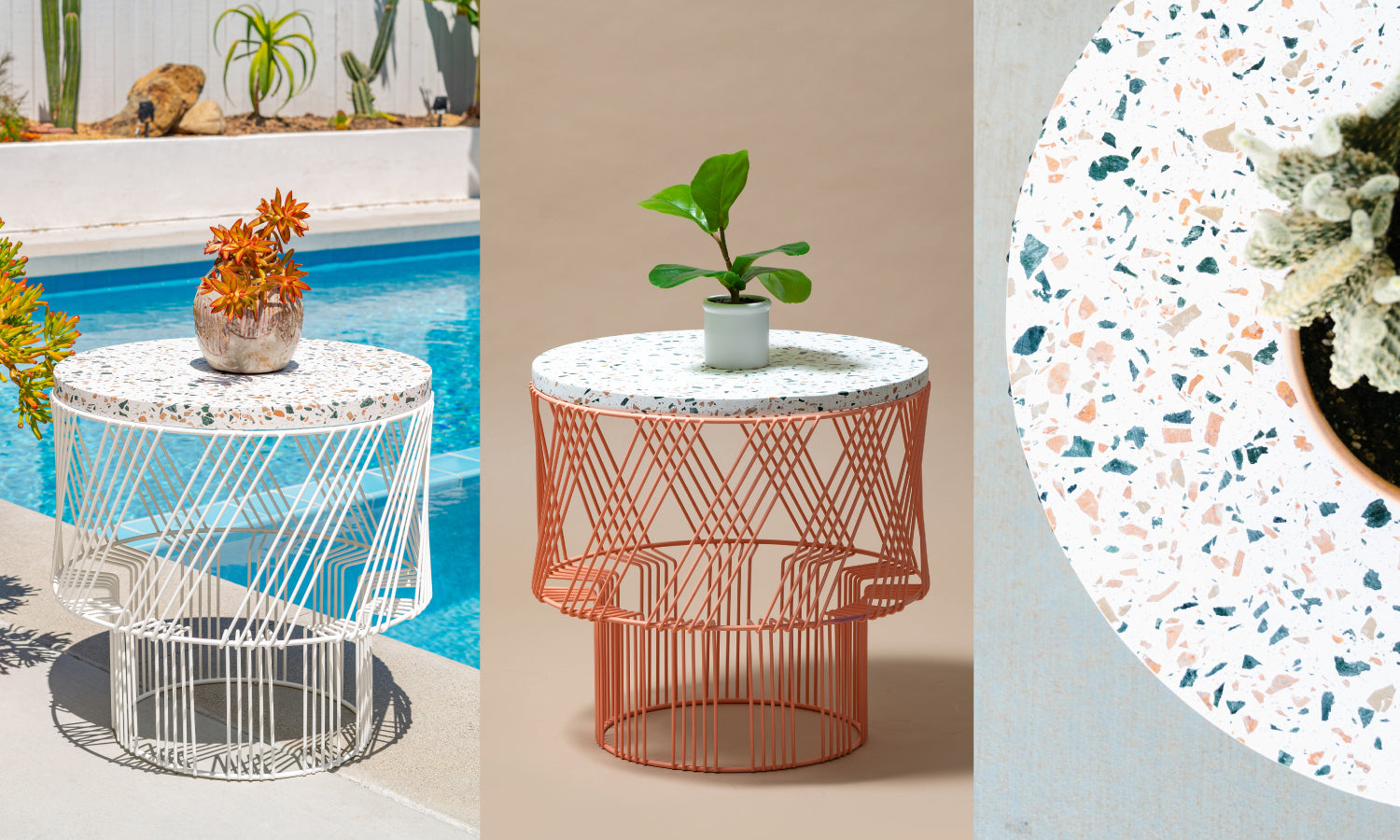 Terrazzo side table for patio area
